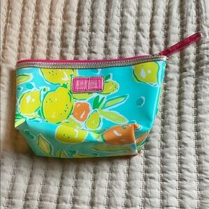 Lilly Pulitzer Aqua and Lemon Print Cosmetics Pouch
